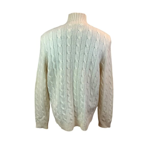 Polo Ralph Lauren Cable Knit Half-Zip Sweater Mens Large Ivory Lambswool - Picture 4 of 10
